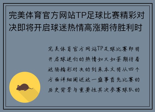 完美体育官方网站TP足球比赛精彩对决即将开启球迷热情高涨期待胜利时刻